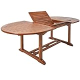 Casaria Gartentisch Ausziehbar Wetterfest Klappbar 200x100x75cm Eukalyptus Holz FSC® Sonnenschirmhalterung Garten Balkon Terrasse Veranda Tisch Braun