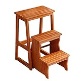 FADUNI 2-Stufen-Leiterhocker, klappbarer Tritthocker aus Holz, multifunktionale, sichere Trittleiter für Zuhause und Küche, tragbare, stabile Leiter, 150 kg Tragkraft