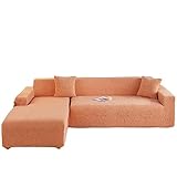 OQHAIR Schnitt Sofabezug Hochelastischer Jacquard in L-Form Sofahusse Dehnbarer waschbarer Möbelschutz für Wohnzimmer Kinder und Haustiere -orange-4+2Seat