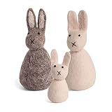 Én Gry & Sif Osterhasen Familie aus Filz, Hand-Made, fair-Trade, süße Osterdekoration zum Hinstellen, Ostern Hase Deko I 3 Dekofiguren