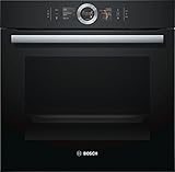 Bosch HSG636BB1 Serie 8 Einbau-Dampfbackofen, Schwarz, 60 x 60 cm, 1 L Wassertank, EcoClean Direct Reinigungshilfe, Bosch Assist Backeinstellung auf Knopfdruck, 4D Heißluft Backen auf 4 Ebenen