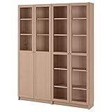 Ikea BILLY/OXBERG Bücherregal mit Paneel/Glastüren, 160x30x202 cm, weiß gebeiztes Eichenfurnier / Glas