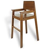 Kinderstuhl Hochstuhl Massivholz Buche Farbe Teak. Modernes Design. Treppenhochstuhl Buche für Esstisch, Kinderhochstuhl für Kinder, stabil & pflegeleicht viele Farben möglich