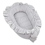 Babynestchen Velvet Kuschelnest für Neugeborene 90x50 cm - Baby Nestchen Bett Kokon Fleecestoff Grau