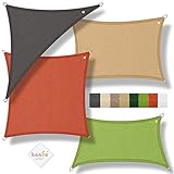 hanSe Sonnensegel dreieckig, Segeltuch Dreieck, 5x6x6m in Sand, aus HDPE Gewebe, wetterbeständig mit UV Schutz und Sonnenschutz für Garten, Balkon und Terrasse