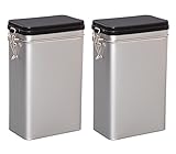 tea4chill 2 Stk Teedosen für losen Tee 500g, Kaffeedosen, Gewürzdosen, Luftdicht, Metall, eckig mit Bügelverschluss, 77 x 122 x 197mm (LxBxH)