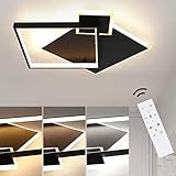 ZMH Deckenlampe LED Deckenleuchte Wohnzimmer - Schwarz Dimmbar 50W Wohnzimmerlampe Modern Design mit Fernbedienung aus Metall Deckenbeleuchtung für Esszimmer Küche Jugendzimmer Schlafzimmer