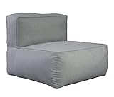 FINQA Saint-Tropez Liege, Sofa ohne Armlehnen, 70x80x64 cm, Outdoor Sitzgruppe in Grau, Liegegarnitur Garten, Balkon und Terrasse