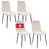 ALBATROS Esszimmerstühle 4er Set Garda, Beige - Modern und Stilvoll, bequemer Polsterstuhl - Eleganter Küchenstuhl, Stuhl Esszimmer oder Esstisch Stuhl im Retro-Look