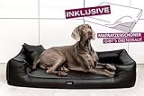 tierlando® Orthopädisches Hundebett Goofy VISCO | ~ inkl. Matratzenschoner ~ | Anti-Haar Kunstleder Hundesofa Hundekorb Gr. L 110cm Schwarz Ortho