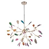 Dekor-Hängelampe, G4, eleganter Sputnik-Kronleuchter, Glühwürmchen, hohe Helligkeit, farbiger Achat-Kronleuchter – moderne Glühwürmchen-Deckenleuchte, LED-Deckenleuchte, 16 20 Köpfe (farbiger Achat)