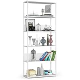 AKORD | Loft 80 cm Bücherregal | Moderner Schrank | Bücher Regal | 6 Einlegeböden | Für den Haushalt | Für das Büro | Hohe Qualität | Metallrahmen | Beschädigungssicher | Stabil | 24 Monate Garantie