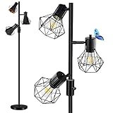 HiBay LED Stehlampe Dimmbar,Industrial Rustikale Stehleuchte 3 Flammig Schwarz Standlampe mit 3x8W 800LM E27 Lampe Leselampe für Wohnzimmer,Schlafzimmer,Büro