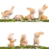 7 Stücke Mini Hase Figuren, Hase Figuren Mini Hase Deko, Mikrolandschaft Ornament, für Kuchendekoration, Osterdekoration, Feengarten Verwendet Werden