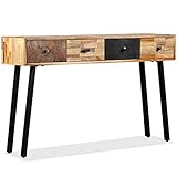 JUNZAI Konsolentisch, Beistelltisch, Sideboard Wohnzimmer, Flur Möbel, Couchtisch, Regal Wohnzimmer, Wohnzimmer Tisch, Recyceltes Teak Massiv 120 x 30 x 76 cm