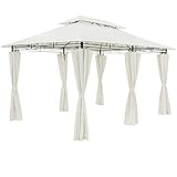 Casaria Pavillon Topas 3x4m Metall Wasserabweisend UV-Schutz 50+ mit Seitenteile Stabil Gartenpavillon Luxus Modern Creme