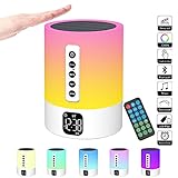 Bluetooth Lautsprecher ,Wecker mit Licht,Touch Dimmbar Nachttischlampe,White Noise Machine,RGB Farbwechsel Tragbarer Atmosphäre Tischlampe Geschenke für Mädchen Kinder Jungen