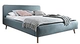 sette notti 1455-10-5000 Polsterbett Landhausstil Webstoff, 180x200 cm, Eisblau