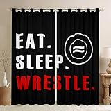 Wrestle Verdunkelungsvorhänge Sport-Themen-Vorhänge für Schlafzimmer, Wohnzimmer für Kinder, Jungen, Mädchen, Teenager, Verdunkelungsvorhänge (30 % - 50 %), superweiche Fensterbehandlungen B 46 x L 72