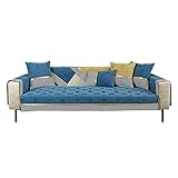 hussen für Sofa,sofaläufer,sofaüberwurf,2/3/4 Sitzer Sofa Schonbezug für Ledercouch,hochwertige Jacquard Couch Schonbezug,Anti-Ski Chenille,Stoff Sofa Protector-Blau_90 * 90 cm