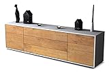 Stil.Zeit TV Schrank Lowboard - Andrico - Korpus Weiss matt - Front Holz-Design Eiche - (180x49x35cm) - Push to Open Technik & hochwertigen Leichtlaufschienen - Made in Germany