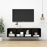 TALCUS TV-Schrank mit Wandmontage, schwarz, 37 x 37 x 142,5 cm