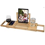 Smartweb Bambus Badewannenablage 50-85x18cm Badewannenbrücke Badewannenaufsatz Wannenablage ausziehbar Badewannen Ablage