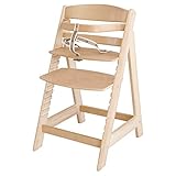 roba Treppenhochstuhl Sit Up III - Mitwachsender Baby Hochstuhl - ab 6 Monaten - Kinderhochstuhl aus Holz natur - Stuhl bis 70 kg belastbar