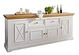 Woodroom Oslo Sideboard Kommode Anrichte Schrank, Holz, Weiß, BxHxT 209x88x42 cm