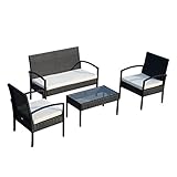 Outsunny Polyrattan Sitzgruppe Garnitur Lounge Sofa Gartenset 7 TLG. mit Kissen, Schwarz