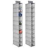 mDesign Schuhregal hängend im Doppelpack – Schuhaufbewahrung mit je zehn Fächern – Geldbörsen, Handtaschen oder Schuhe platzsparend aufbewahren – grau