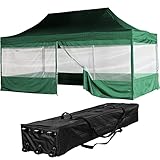 INSTENT Alu-Pavillon 3 x 6 m Pro 4 Seitenteile wasserdicht UV-Schutz 50+, grün