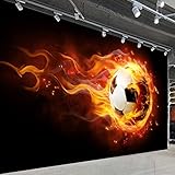 YOUPO 3d poster bewegliche wandbild fußball flamme fototapete kinderzimmer wohnzimmer schlafzimmer dekoratives papier