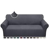 Luxurlife Super Stretch Sofabezug 1 Stück Universal Couchbezug für Hunde Katze Elastische Jacquard Sofahusse mit Armlehnen(3 Sitzer,Grau)