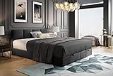 ROYAL Boxspringbett mit Bettkasten und Topper (140 x 200 cm, Dunkelgrau)