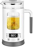Elektrischer Wasserkocher 0,6 l Teekessel aus Glas mit variablen Voreinstellungen One-Touch-Teebereiter 100% Edelstahl Innendeckel Tee-Ei unten Automatische Abschaltung Trockenkochen wangyiren93