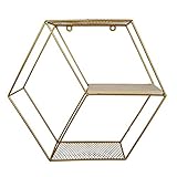 AVFORA HUANGXING - Unregelmäßiger Sechskant Geometrischer Eisennetz Wandlagerlager for Home Office Restaurant Wall Decor, 14x12x4 Zoll, Gold