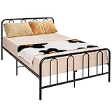 GIANTEX Metallbett Bettgestell für 140x200 cm Matratze, Doppelbett Metall Lattenrost, Bettrahmen mit Kopfteil & Fußteil, Stauraum unter dem Bett, Jugendbett Modern Plattformbett (209x144x101 cm)