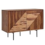 Sideboard Sonipat aus Korpus: Sheesham Massivholz, mit Klarlack beschichtet Rückwand: MDF Untergestell: schwarz pulverbeschichteter Edelstahl in Sheesham mit 2 Türen. Abmessungen (B/H/T) 100x71x40 cm