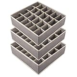 Heyu-Lotus 3 Stück Aufbewahrungsboxen für Socken und Unterwäsche, 24 Zellen Organizer Schublade Faltbare Kleiderschrank Schrank Organizer für Socken, Krawatten, Gürtel und Kleine Zubehörteile