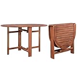 Chusui Klappbarer Gartentisch, Bartisch, Balkontisch, Balkonmöbel Kleiner Balkon, Balkon Tisch, Beistelltisch, 120 x 70 x 74 cm Akazienholz Massiv