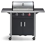Enders Gasgrill CHICAGO 3 R TURBO, mit Gussrost, 3-Brenner, Edelstahl-Deckel doppelwandig mit Grill-Thermometer, SWITCH GRID Grillwagen mit Räder, Schwarz/Silber, #893776
