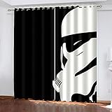 OUSIKA Vorhang Blickdicht Ösen 3D Schwarz-Weiß-Kunst Polyester Mit 3D-Druck, Für Schlafzimmer, Geräuschreduzierung 2 Stück 220x210 cm Verdunkelungsvorhang, Blickdichte Vorhänge Wohnzimmer Deko