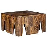 WOMO-DESIGN Couchtisch Mumbai 70 x 70 x 40 cm, quadratisch, Natur, Sheesham Massivholz, Unikat, Handgefertigt, Landhaus-Stil, Design Wohnzimmertisch Beistelltisch Sofatisch Kaffeetisch Holztisch Tisch