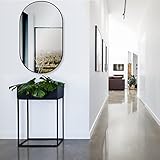 HOKO® Design Wandspiegel oval 45 x 75 cm mit Metall Rahmen Matt Schwarz. HOCH und QUER Montage möglich. Ovaler Spiegel für Bad, Flur, Schlafzimmer. Designspiegel mit Rahmen für das Wohnzimmer.…