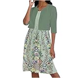 Damen 2 teiliges Jackenkleid Cami Kleid mit halbe Ärmel Strickjacke Tops with Taschen Mock Dress Tank Kleid Rock Set Elegant Abendkleid Cocktailkleid Retro Bleistiftkleid Party