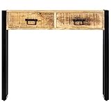 JUNZAI Konsolentisch, Beistelltisch, Ablagetisch, Flurmöbel, Console Table, Sideboard, Schminktisch, 90 x 30 x 75 cm Massivholz Mango