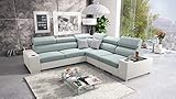 all4all Ecksofa Seo III mit Schlaffunktion und Bettkasten Eckcouch Schlafsofa verstellbare Kopfstützen Links Rechts Schwarz Grau Blau Lila 26 (RECHTS, Sawana 72 + Ekj 1)