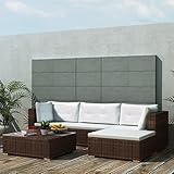 JUNZAI 5-TLG. Garten-Lounge-Set mit Kissen, Gartenmöbel Set, Balkon Möbel, Balkon Lounge, Gartenlounge, Gartensofa, Loungesofa, Möbel Für Balkon, Poly Rattan Braun
