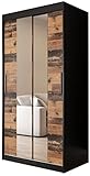 Kleiderschrank mit Schiebetüren, Old Style T1 100, Schrank mit Stange und Regal, Schlafzimmerschrank (Schubladen: 0)